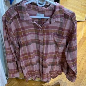 American eagle pink plaid shirt